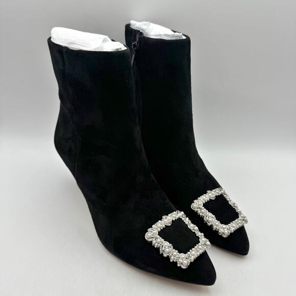 Sam Edelman Womens Ulissa Luster Ankle Bootie US 7.5 Black Suede Rhinestone NWOB - Picture 6 of 14